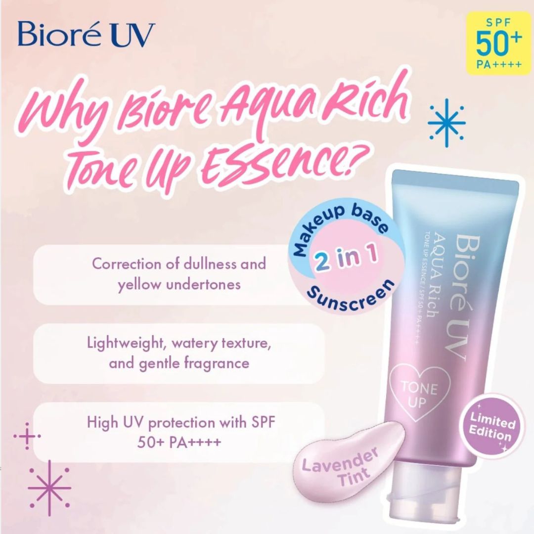 Kao	Biore UV Aqua Rich Tone Up Essence Lavender SPF 50+ PA++++ [70ml]